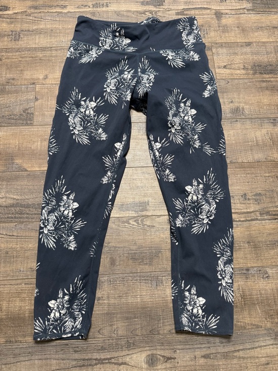 Vuori Pants - Vuori Navy Leggings with White Floral Print Women's Size Large Athletic